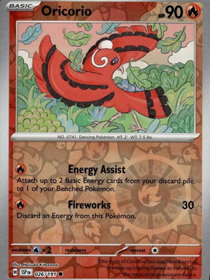 Pokemon Oricorio 026/191 Reverse Holo collectible card new