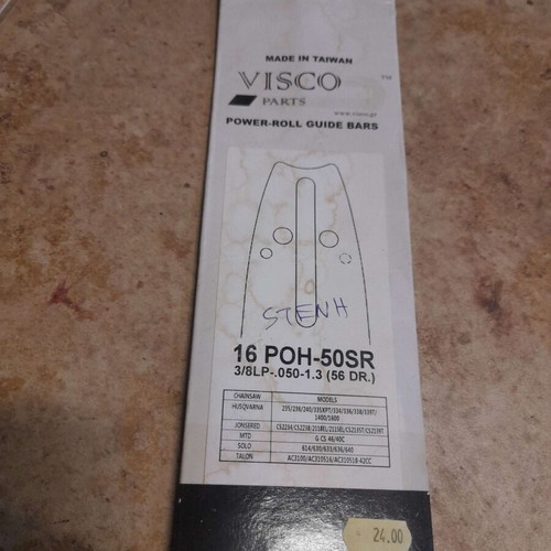Chainsaw bar with sprocket 16'' 3/8" LP-.050"-1.3mm 56 drive links VISCO new