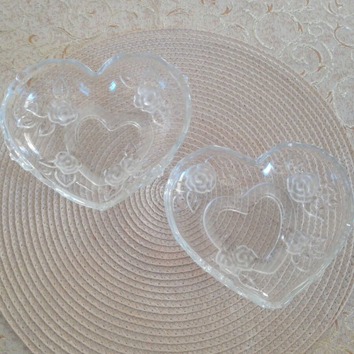 Crystal bowl set of 2 with embossed flowers, new