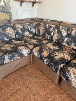 Corner sofa with two armchairs used, comfortable and sturdy