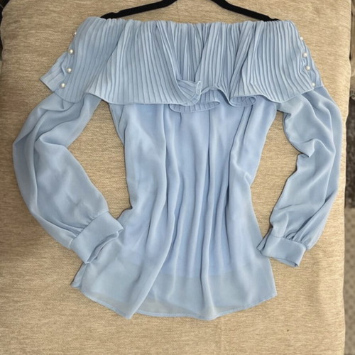Light long-sleeve shirt like new, turquoise, size M/38