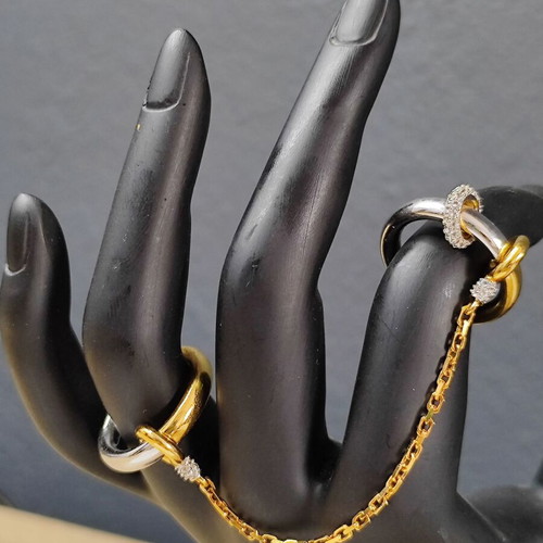 PHORIA Hookup Chain Ring δαχτυλίδι μεταχειρισμένο, ασημένιο επιχρυσωμένο με λευκό τοπάζι