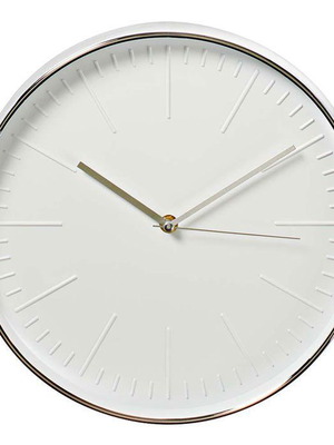 Ρολόι τοίχου καινούργιο με λευκό καντράν και μπρούτζινο πλαίσιο