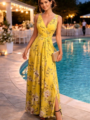 Enzzo long dress like new, yellow, size S