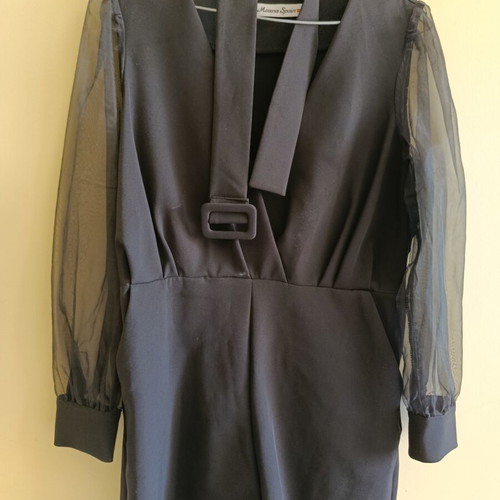 One-piece shorts formal with tulle sleeves, like new, black, size L