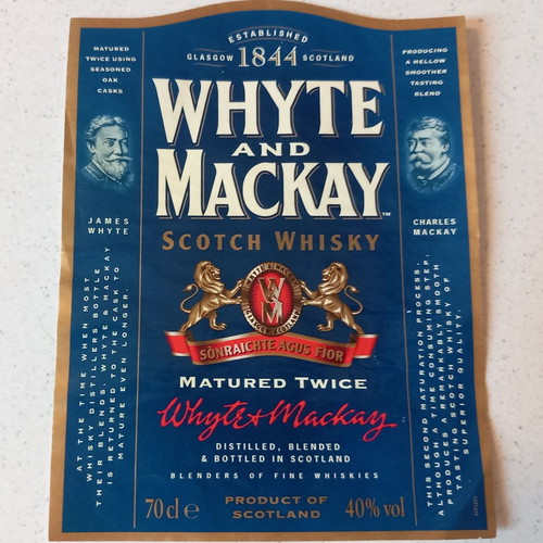 Whyte and Mackay Scotch Whisky label used