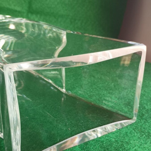 Vintage Glass Vase Mid-Century like new, geometric wavy design