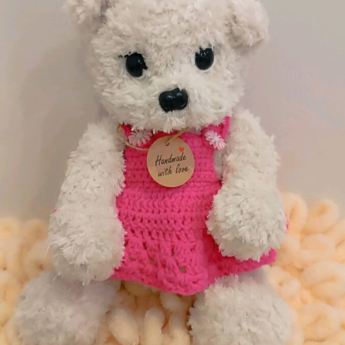 Handmade knitted puppy new with Fable Fur yarn and silicone filling