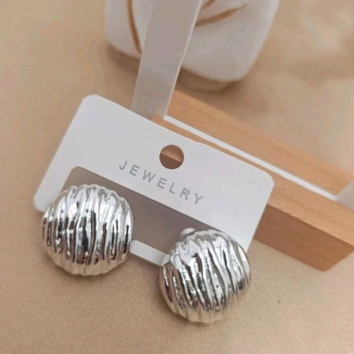 Round Silver Earrings New