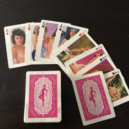 Vintage Playing Cards with Pin-Up and Artistic Nudes, Used