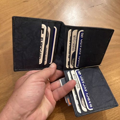 Leather Card and Bill Wallet pocket size 10cmx10cm, like new