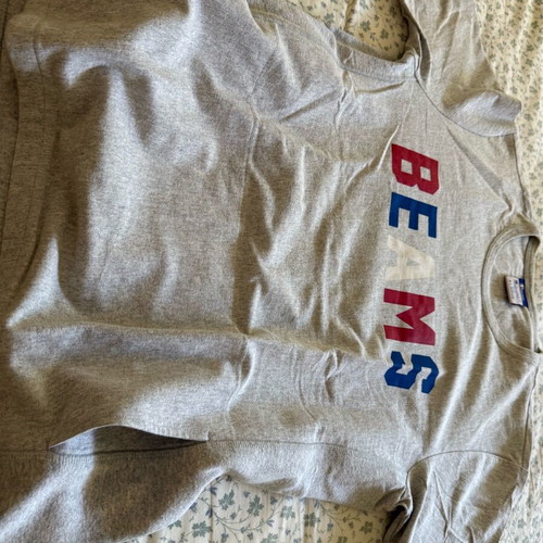Beams x Champion T-shirt used, gray, size XL, front pocket
