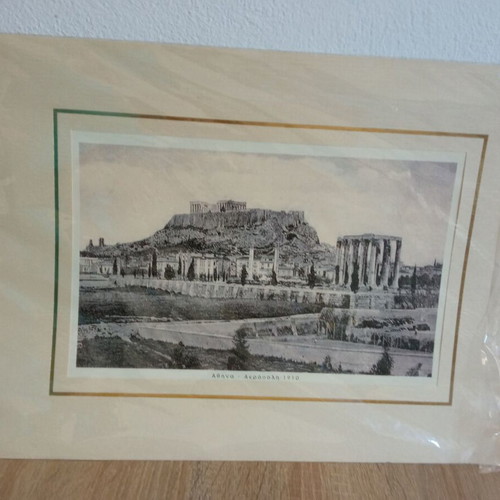 Acropolis and Temple of Olympian Zeus 1910 Print new