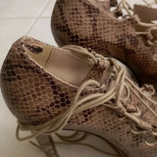 Zara sandals used, brown croco pattern, 12 cm heel, size 36