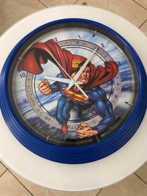Superman big wall clock with neon light and power adapter new