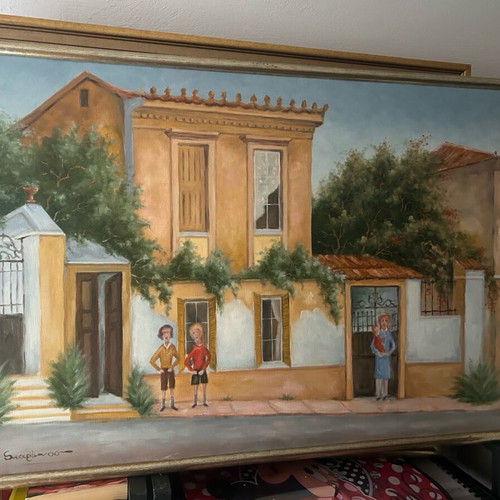 Πίνακας ζωγραφικής απομίμηση κάλαντα της Μαρίας Πωπ σαν καινούργιος με κορνίζα