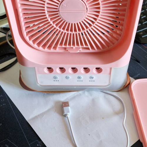Mini Portable Air Cooler with Mist, Light & Timer, Pink, like new
