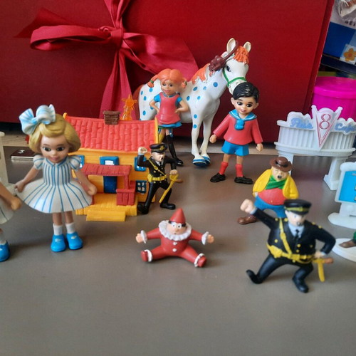 Pippi Longstocking figures used, set of 4, 1980s vintage