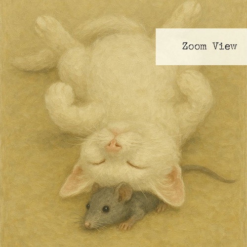 Cat and Mouse Vintage Framed Art Print 10x15 cm new
