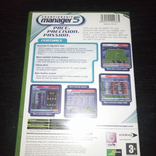 Xbox original Championship Manager 5 game