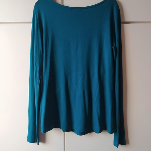 Lussile long-sleeve blouse petrol with diagonal design, size M like new