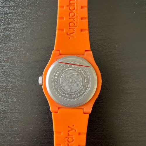 Superdry analogue watch like new with multicolor orange silicone strap