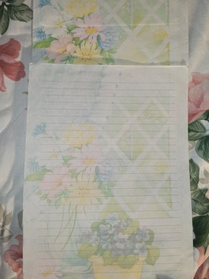 Vintage stationery letters from the 80s, set with envelope