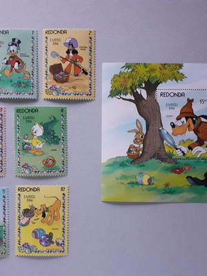 Redonda Disney Easter 1984 Stamps Set 7 Mint Never Hinged