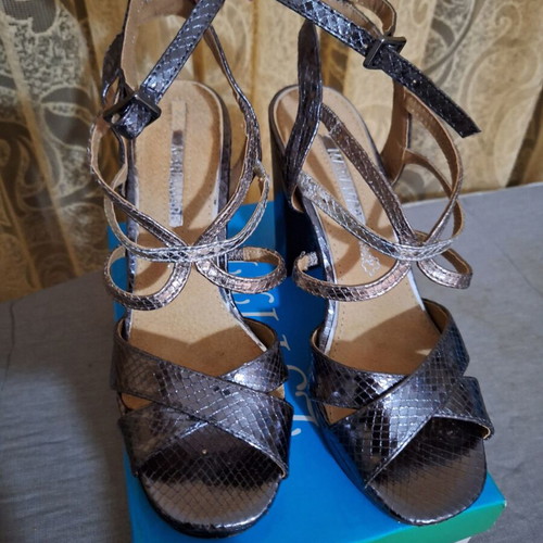 Maria Mare sandals size 38 used, 11 cm heel, black and grey