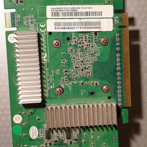 Nvidia Geforce 8600GT graphics card used, 512MB DDR2