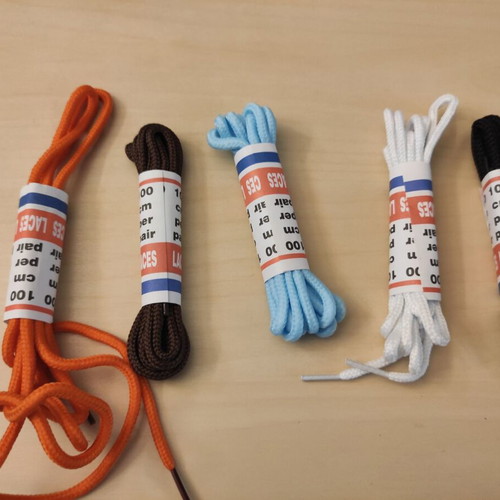 Shoe laces new, pack of 5 pairs, multicolor