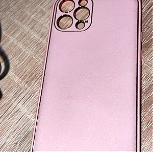 Ροζ θήκη με Χρυσές λεπτομέρειες για iPhone 12pro