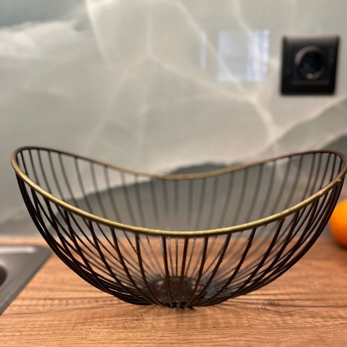 Minimal design fruit bowl black-gold 32cm like new