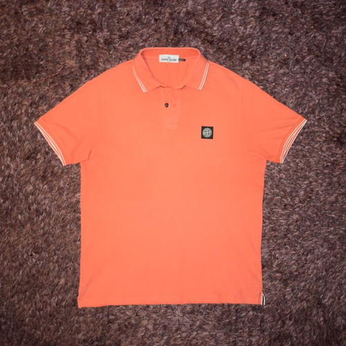 Stone Island Polo Shirt XXL used, white and orange