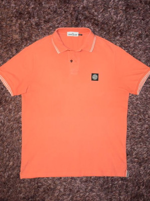 Stone Island πόλο πουκάμισο XXL μεταχειρισμένο, λευκό και πορτοκαλί