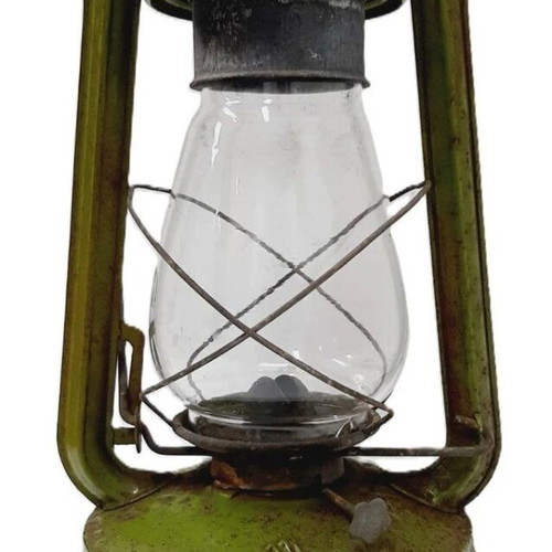Vintage rustic gas lantern used, metal and glass