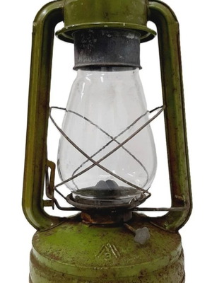 Vintage rustic gas lantern used, metal and glass