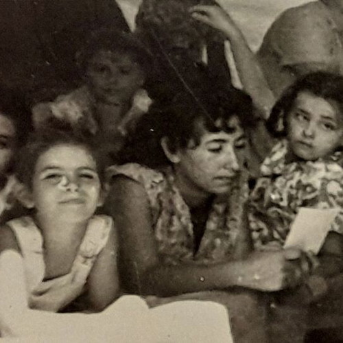 Group of Women in Camping Tent Vintage Photo 1950-1960