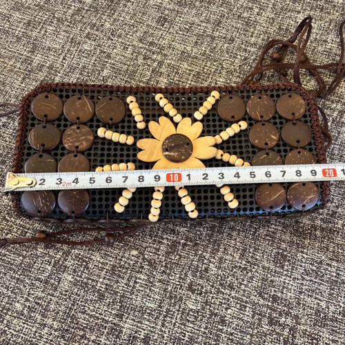 Handmade coconut shoulder bag, brown