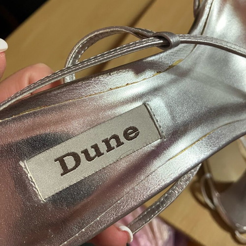 Dune silver sandals new, size 39, 5 cm heel