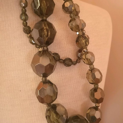Long olive plexiglass necklace like new