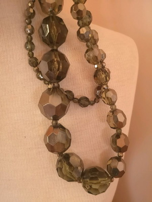 Long olive plexiglass necklace like new