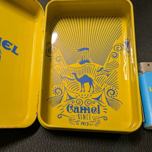 Camel box and lighter used with signs of wear