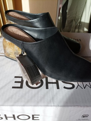 Mango black leather mules new, size 39