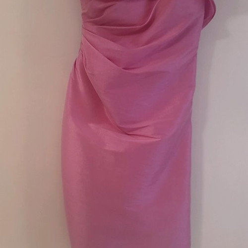Mitropoulos dress new, pink lilac taffeta midi with back opening