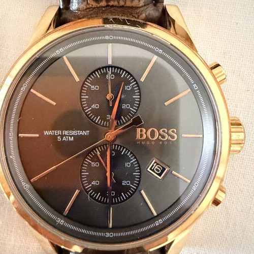 Hugo Boss men's wristwatch with brown leather strap, like new