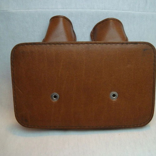 Vintage pipe stand for two tobacco pipes used, genuine leather