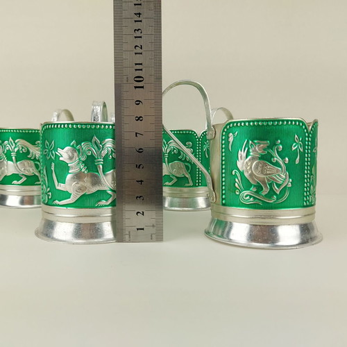 Old Soviet Russian set of 5 cup holders type podstakannik used