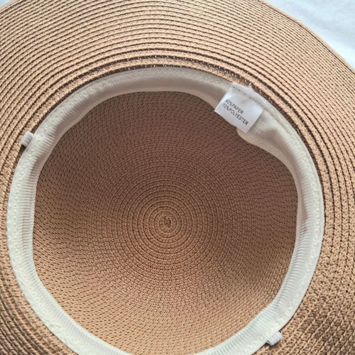 Straw women's hat new with brim, beige-brown