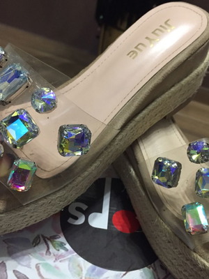 Women’s mules used with rhinestones, summer style, size 36.5